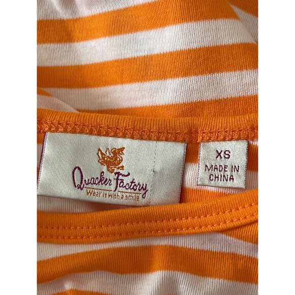 Quacker Factory XS Orange & White Striped Flamingo Top - Picture 5 of 6